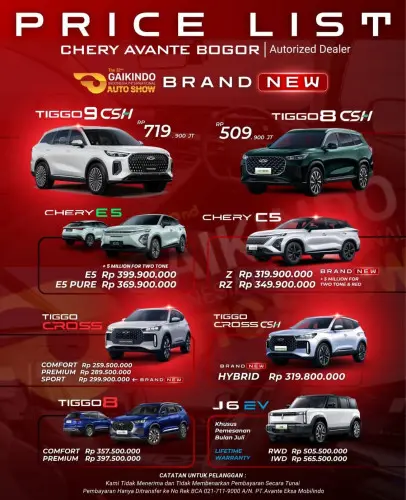 Pricelist Harga Chery mallkotakasablanka 2025